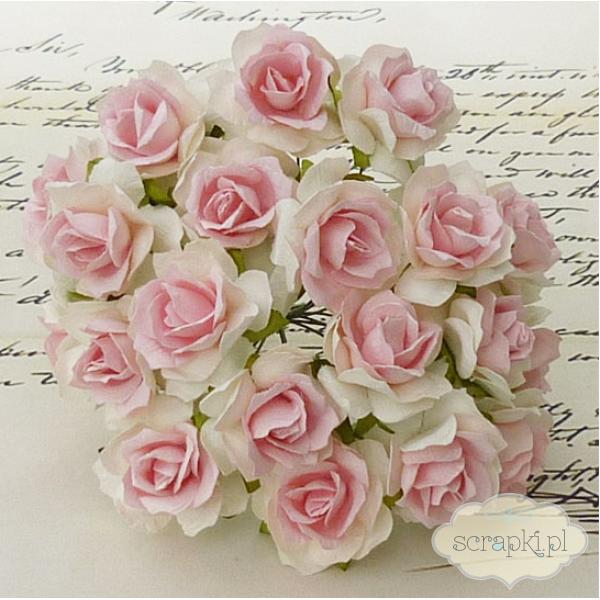 Róże Wild Roses (30mm) biało-różowe - 5 sztuk
